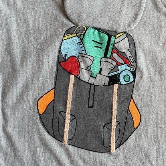 Tucker + Tate Boys Romper Backpack Applique Heather Grey Cotton Short Sleeve New - Picture 5 of 6